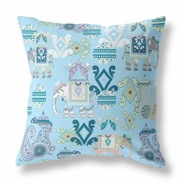 Palacedesigns 16 in. Sky Blue Tribal Indoor & Outdoor Zip Throw Pillow Sky Blue & White PA3664122